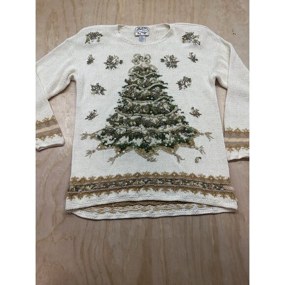 Heirloom Collectibles Christmas Sweater Women’s L Tree Festive Vintage Holiday - Picture 1 of 7
